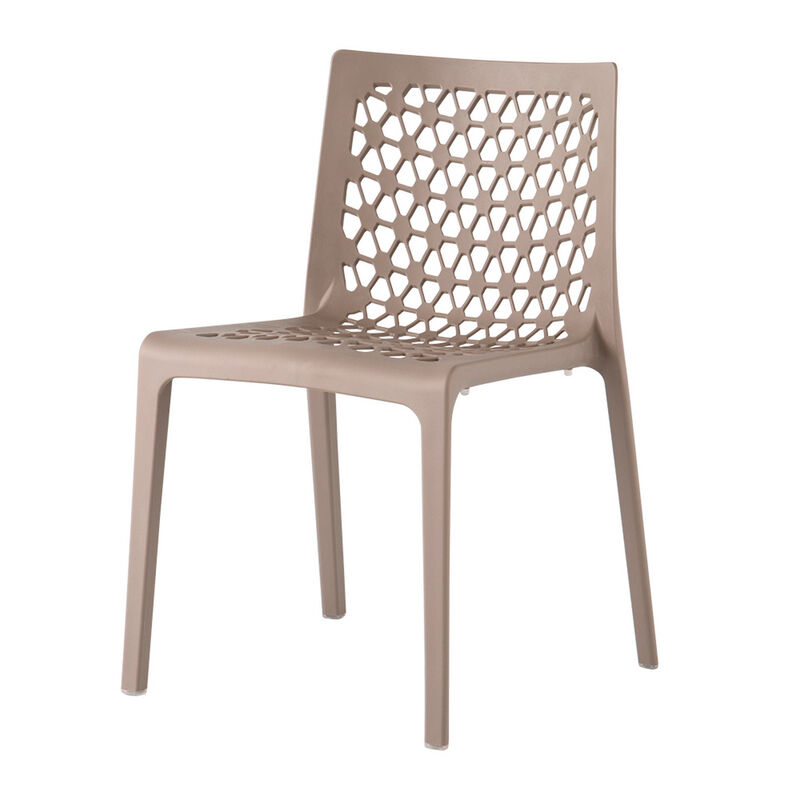 HomeRoots Set of Two Gray Heavy Duty Plastic Outdoor Stacking Dining Chairs image number 2