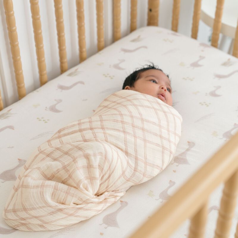 Charlie 2-pc. Farmhouse Goose/Check Muslin Swaddle Set image number 5