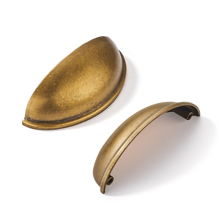 khtumeware 5 Pack 2-1/2"" Gold Drawer Pulls Brushed Brass Cabinet Cup Pulls Kitchen Hardware Cabinet Handles Drawer Handles Knob