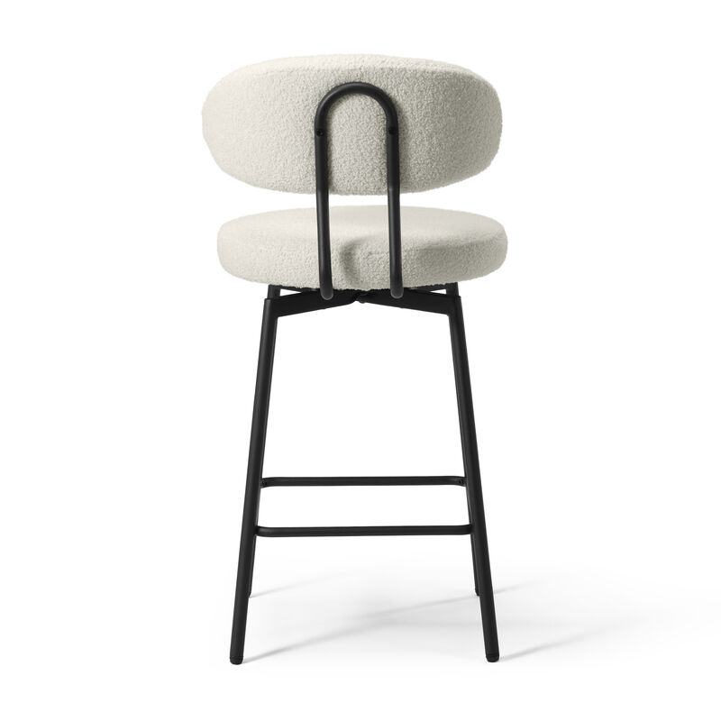WestinTrends Modern Upholstered Sherpa Fabric Counter Height Bar Stools with Back (Set of 2) image number 4