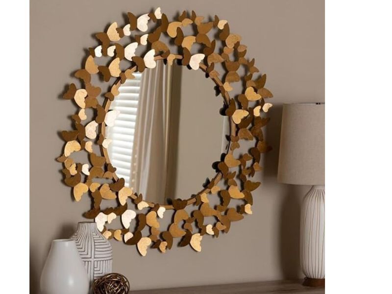 36" Gold Butterfly Wall Mirror &ndash; Decorative Accent by Row