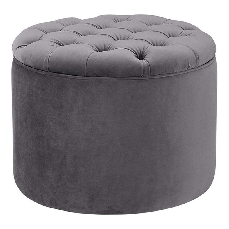 Tov Furniture Queen Grey Velvet Storage Ottoman image number 0