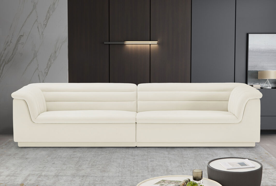 Meridian Furniture Cascade Cream Velvet Fabric Modular Sofa