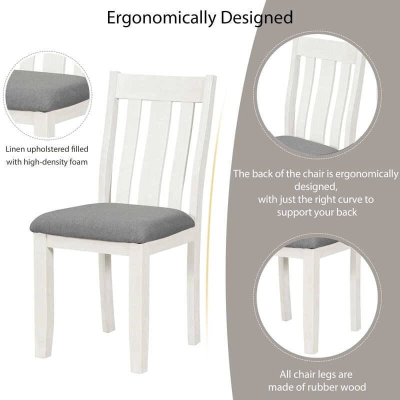 Whisen Retro Style 7-Piece Dining Table Set with Extendable Table and 6 Upholstered Chairs