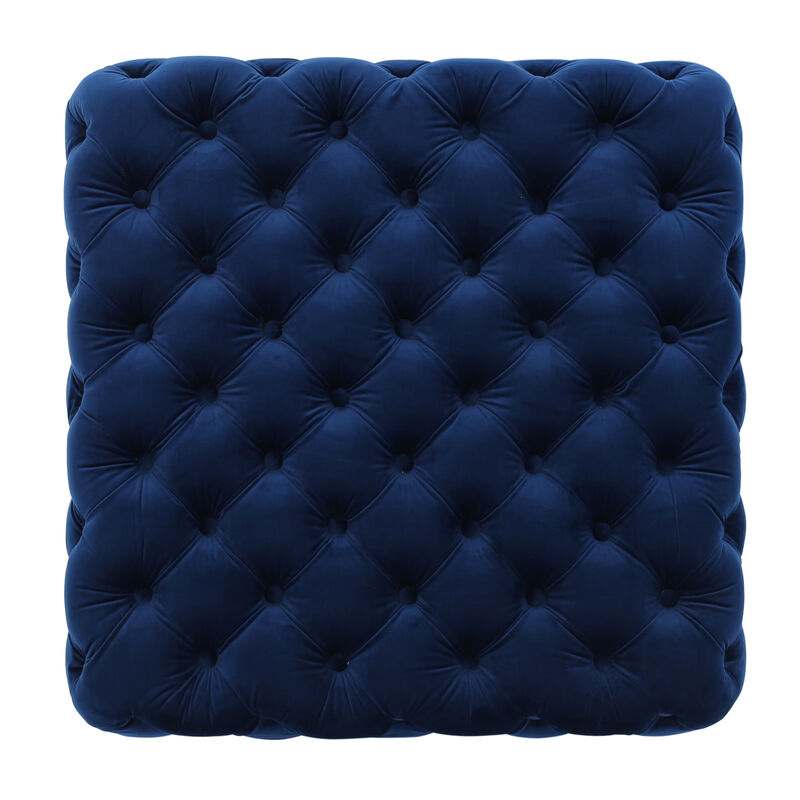 Streamdale Modern Velvet Glam Ottoman with Diamond Stitching image number 5
