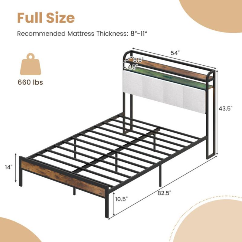 Hivvago Bed Frame with LED Light and Charging Station