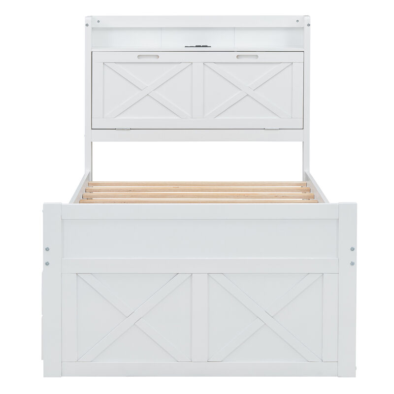 Merax Wooden Platform Bed with Trundle  and 3 Drawers