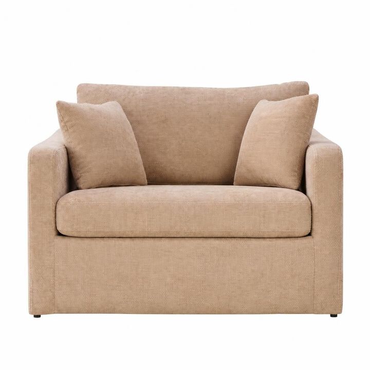 GOODSILO Modern Farmhouse Upholstered Accent Armchair with Two Bolster Pillows for Living Room, Lounge, Reading and Office Spaces