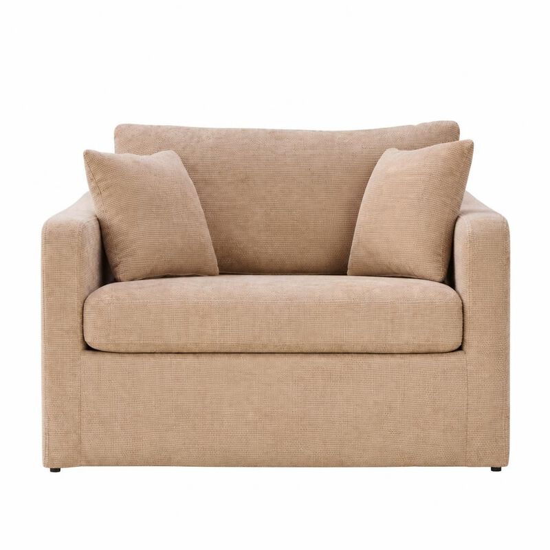 GOODSILO Modern Farmhouse Upholstered Accent Armchair with Two Bolster Pillows for Living Room, Lounge, Reading and Office Spaces image number 0