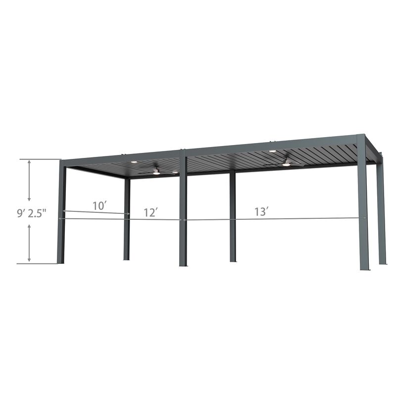 Mondawe 10'x25' Solar Premium Pergola,Intelligent Control W/ Conceal Drainage&Self-Adjusting Louvers