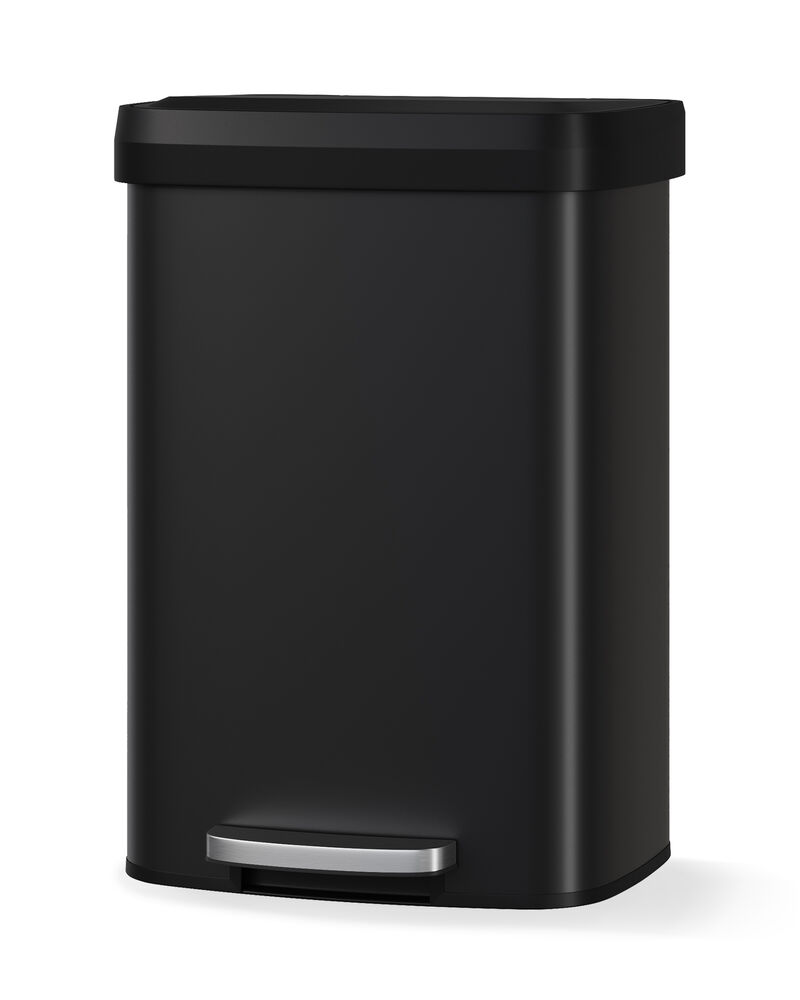 Rustproof Large Metal Step Kitchen Trash Can, Soft Close Lid with Liner Rim & Rear Handle, Hands-Free Quiet Durable Waste Bin image number 0