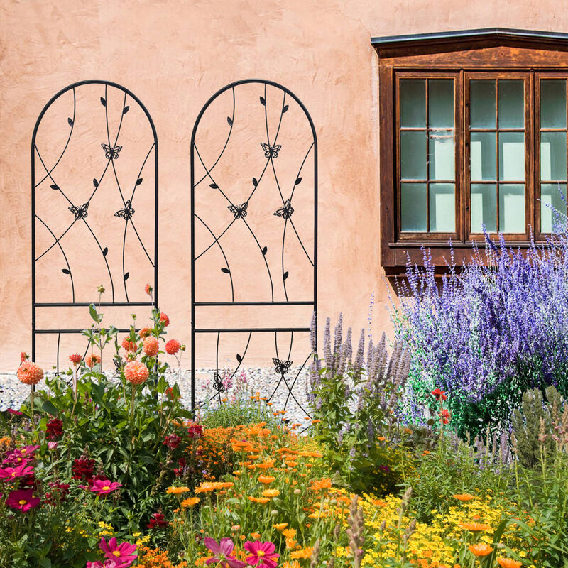 4-Pack Metal Garden Trellis, Rustproof Climbing Plant Support for Outdoor Flowers, Butterfly Design