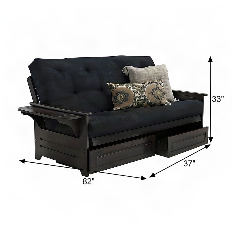 Phoenix Frame-Espresso Finish-Suede Black Mattress-Storage Drawers image number 5