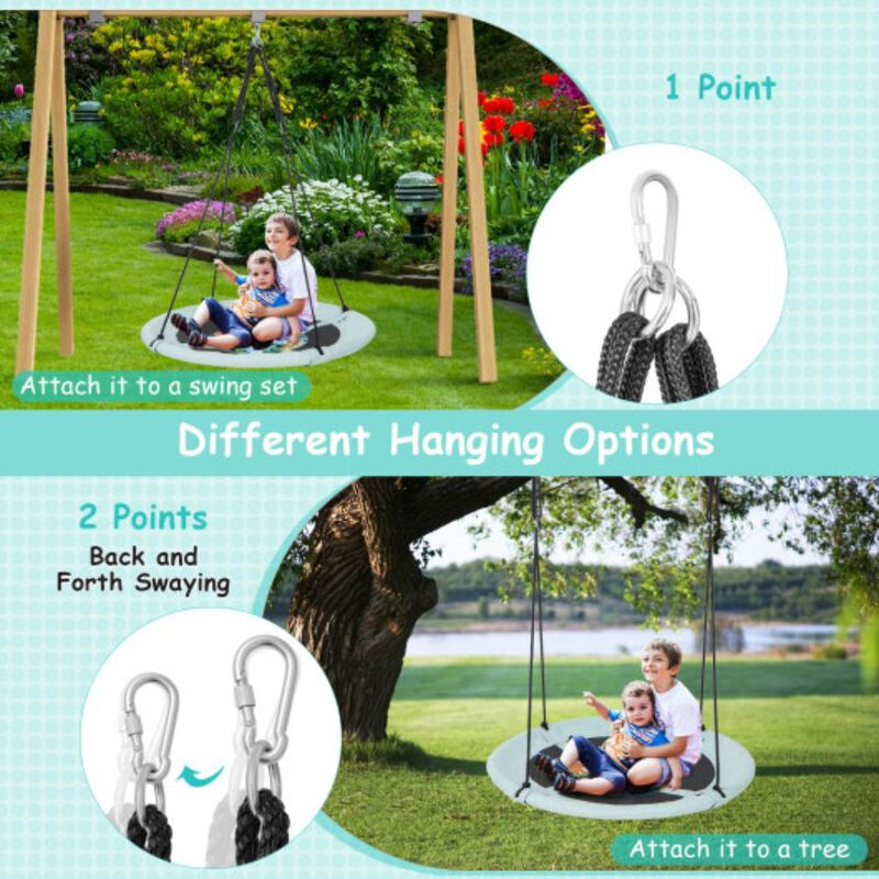 Hivvago 40 Inches Saucer Tree Swing with Adjustable Hanging Ropes and 900D Oxford Fabric - Forest