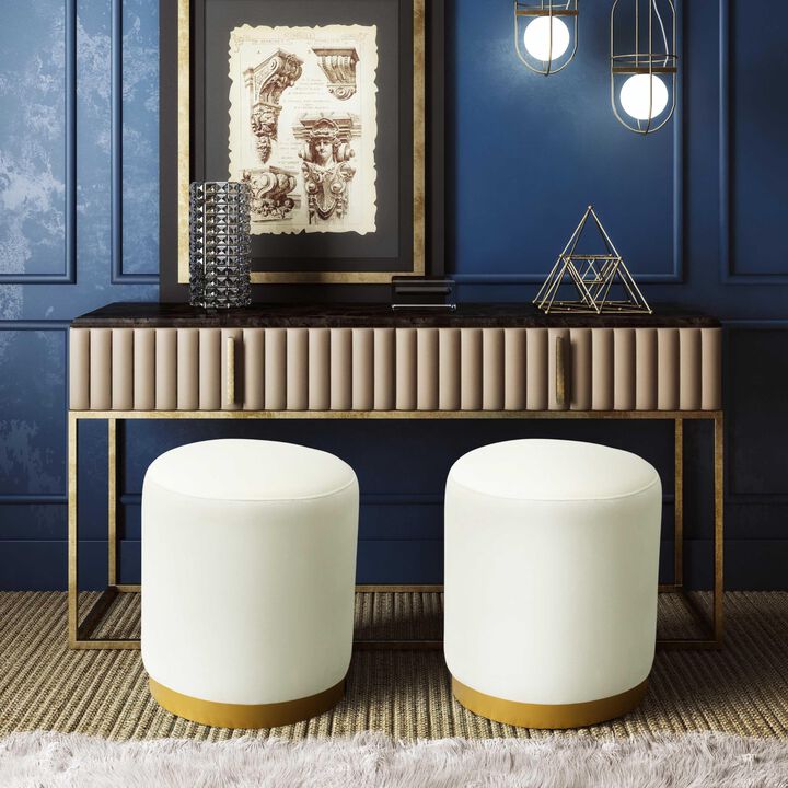 Tov Furniture Opal Velvet Ottoman (Cream)