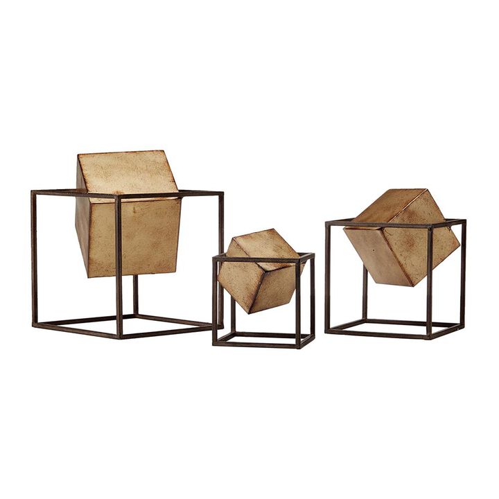 Belen Kox Gold Cube Decor Set of 3, Belen Kox