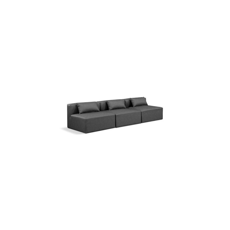Meridian Furniture Cube Charcoal Grey Vegan Leather Modular Sofa