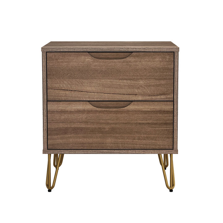 Avira 2-Drawer Brown Nightstand