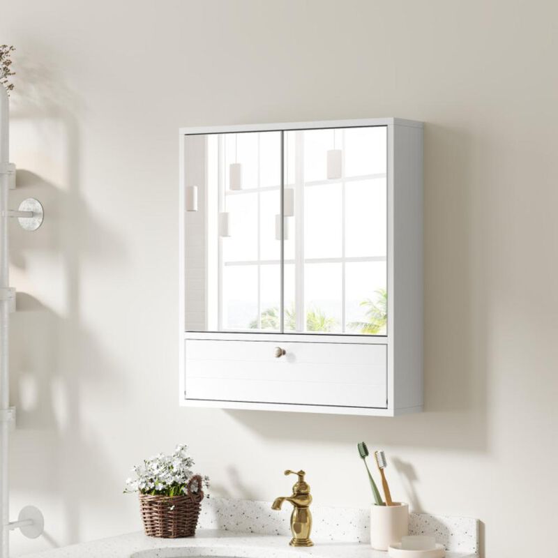 Hivvago Double Door Wall-Mounted Bathroom Mirrored Medicine Cabinet