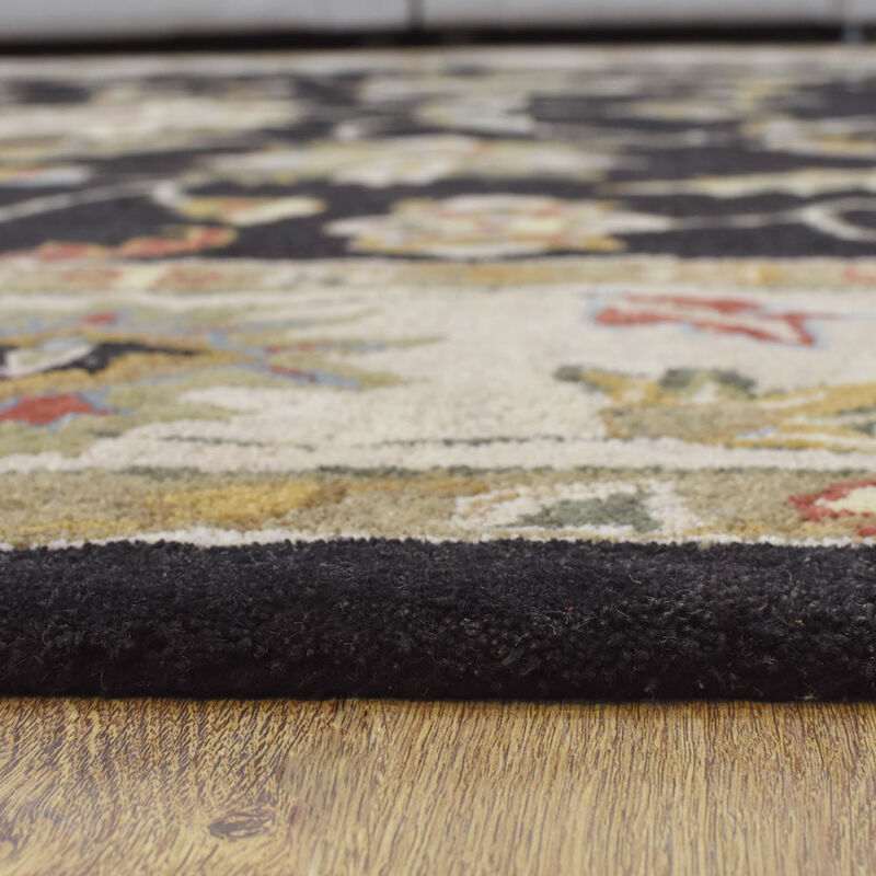 RUGSOTIC CARPETS HAND TUFTED WOOL ECO-FRIENDLY AREA RUGS  - 10'x13', Rectangle Shape, Black Beige, Classic Oriental Traditional  Design, High Pile Thick Handmade Anti Skid Area Rugs (K00106)