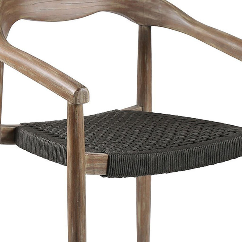 HomeRoots Set of Two 22" Black and Natural Wood Solid Wood Outdoor Dining Chairs image number 4