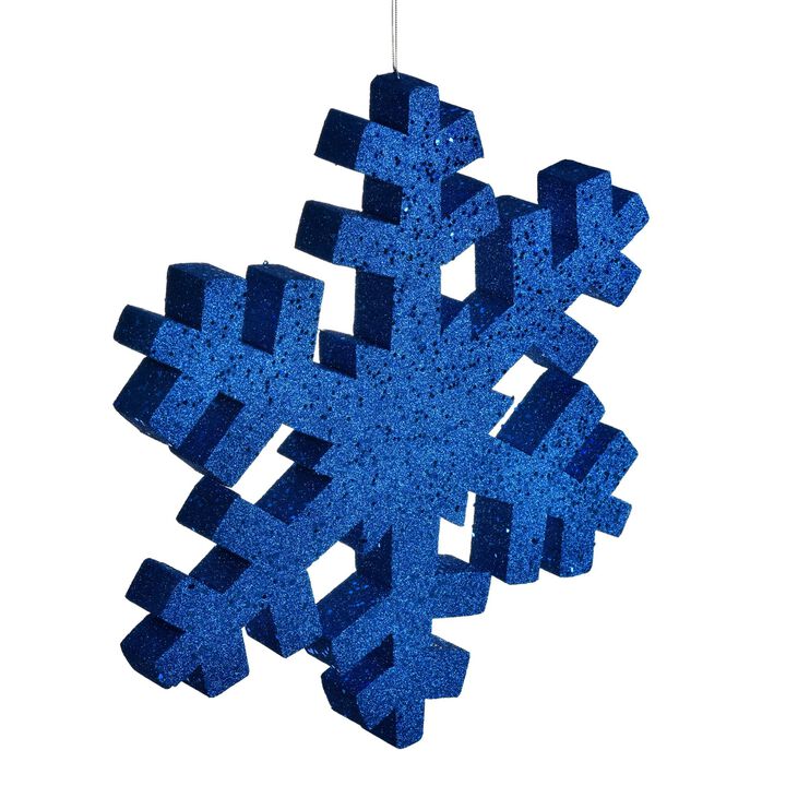 Vickerman 18" Blue Glitter Snowflake Christmas Ornament.