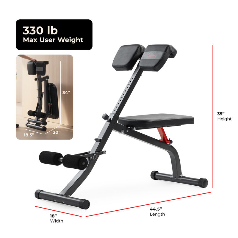 Sunny Health & Fitness Adjustable Roman Chair & Hyperextension Bench for Back, Core & Glute Training image number 7