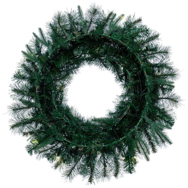 Vickerman 30" Cashmere Pine Artificial Christmas Wreath with 155 PE/PVC Tips and 50 Warm White Dura-Lit LED Mini Lights, 120V AC, Natural Look Ideal for Front Door or Mantle Decoration