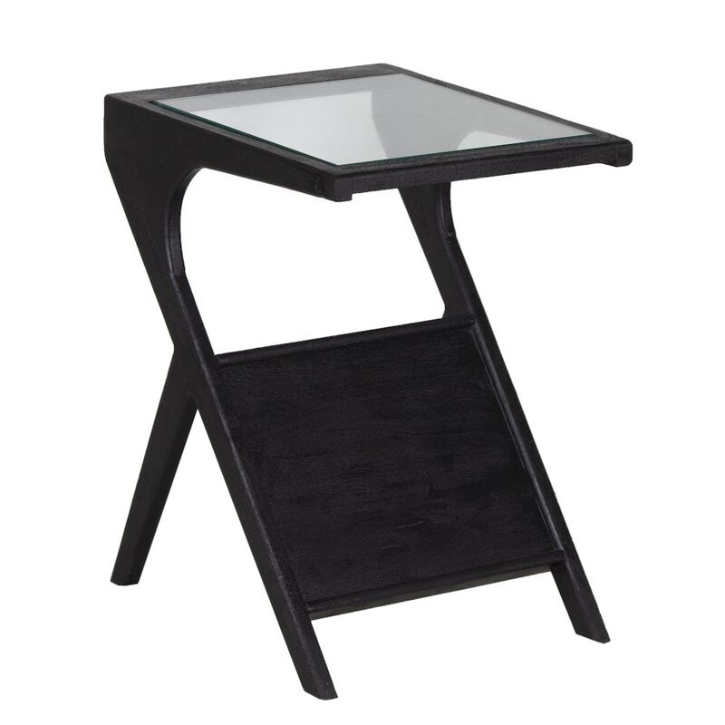 Porter Designs Canberra Solid Mango Wood End Table, Black