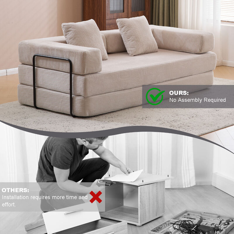 Convertible Floor Couch with Pillow Back, Armrest and Compression Sofa Design image number 5