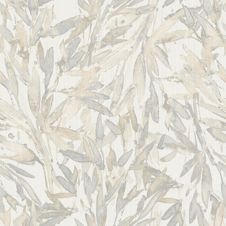 Rainforest Leaves Cream & Grey Wallpaper