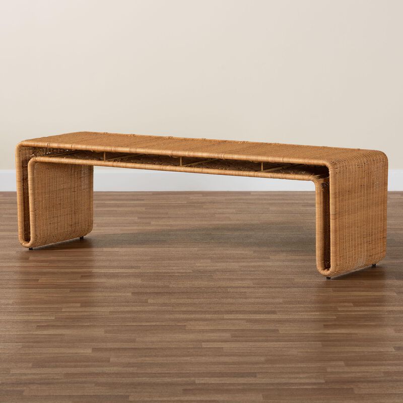 bali & pari Nevada Bohemian Light Honey Rattan Accent Bench