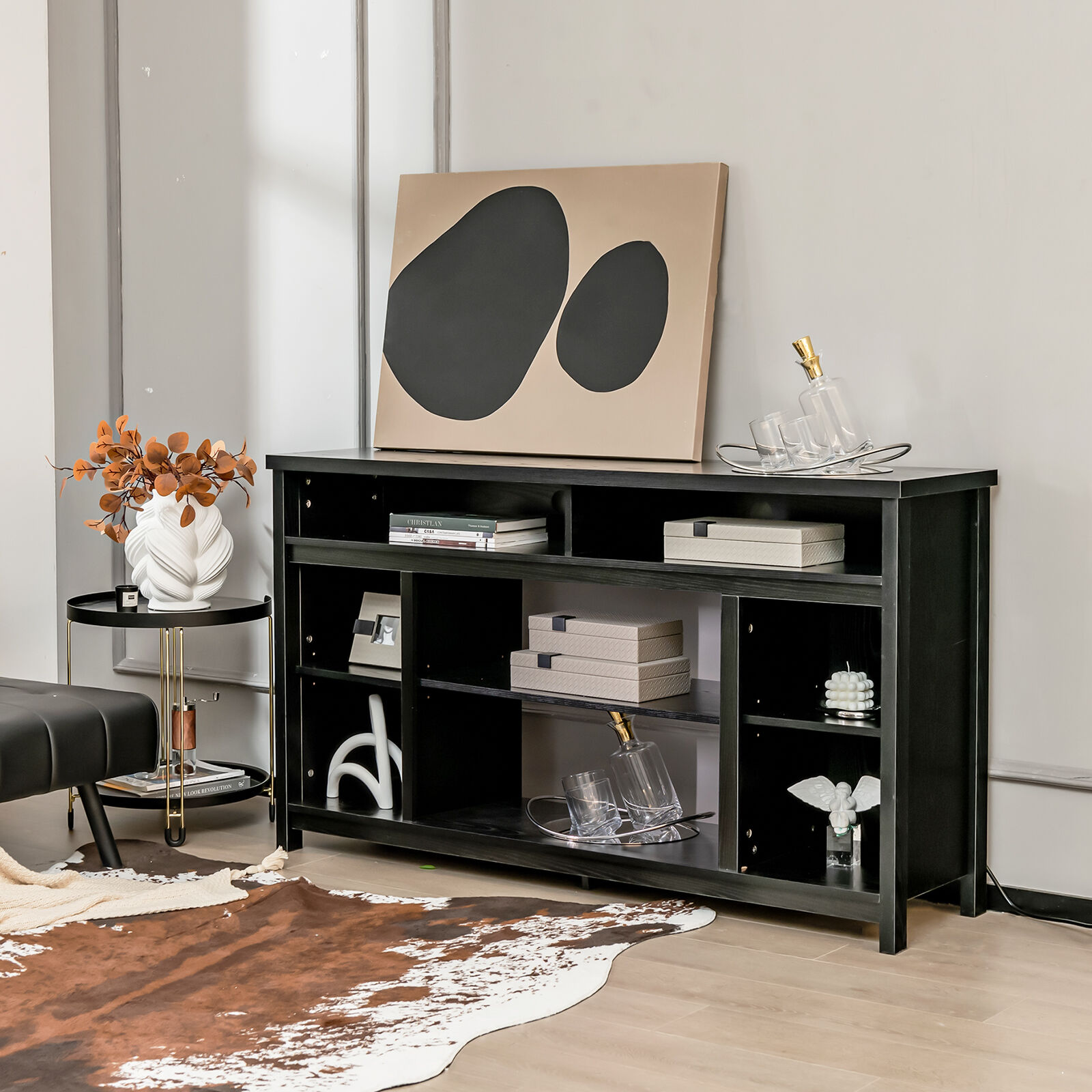 58 Inch TV Stand Entertainment Console Center with Adjustable Open