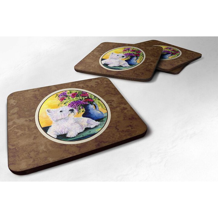 Caroline's Treasures SS8301FC Westie Foam Coasters (Set of 4), 3.5 H x 3.5 W, Multicolor