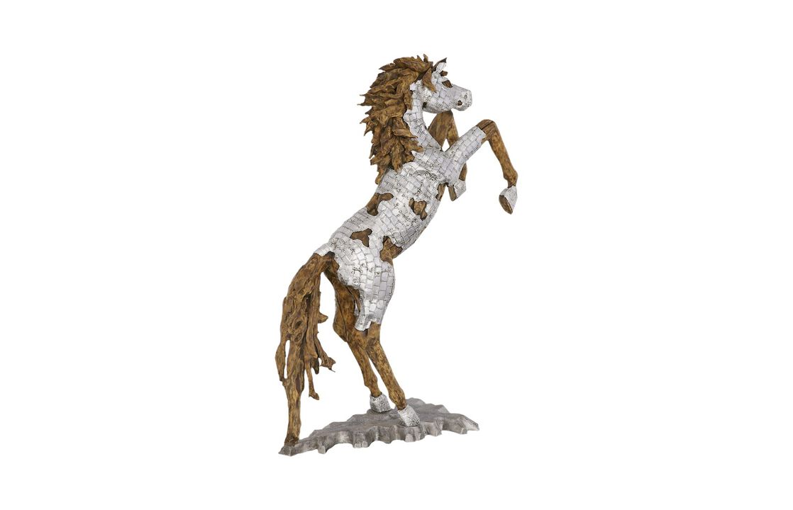 Mustang Rearing Horse Armored Sculpture