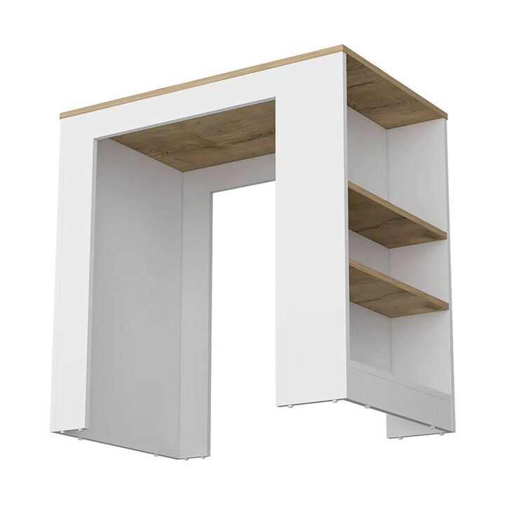 Streamdale Highlands Kitchen Island With Storage Base In White And Macadamia