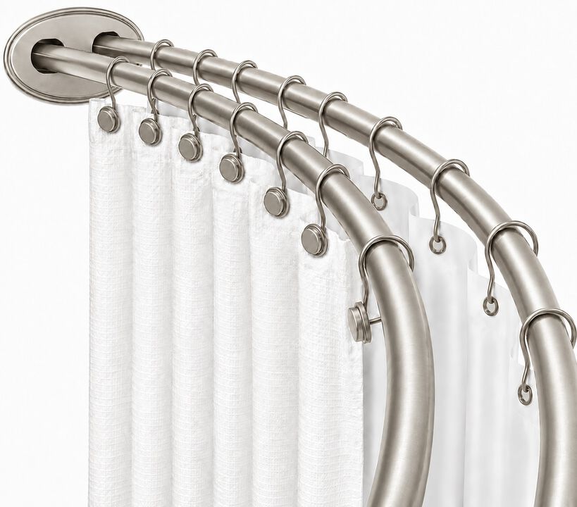 Utopia Alley Signature Aluminum Series Double Curved Shower Curtain Rod, Adjustable 45-72 Inch, Rustproof Aluminum, Dual Rod Design, Separates Curtain & Liner, Adds 8 Inches More Space