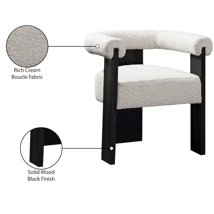 Meridian Furniture Barrel Cream Boucle Fabric Dining Chair
