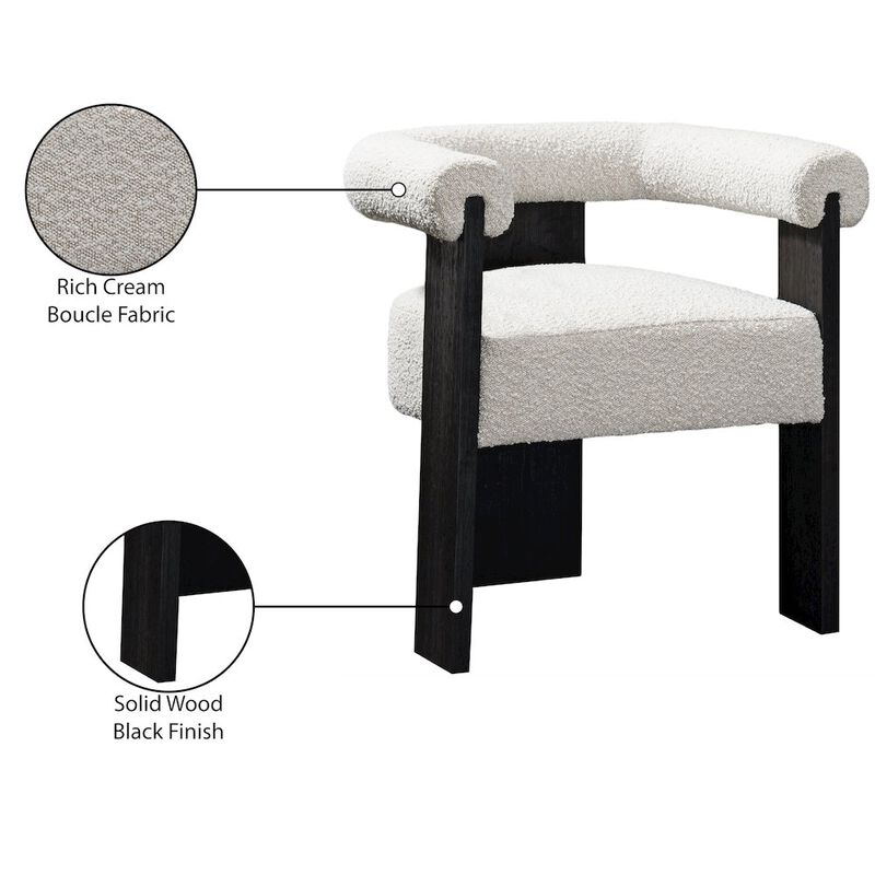Meridian Furniture Barrel Cream Boucle Fabric Dining Chair