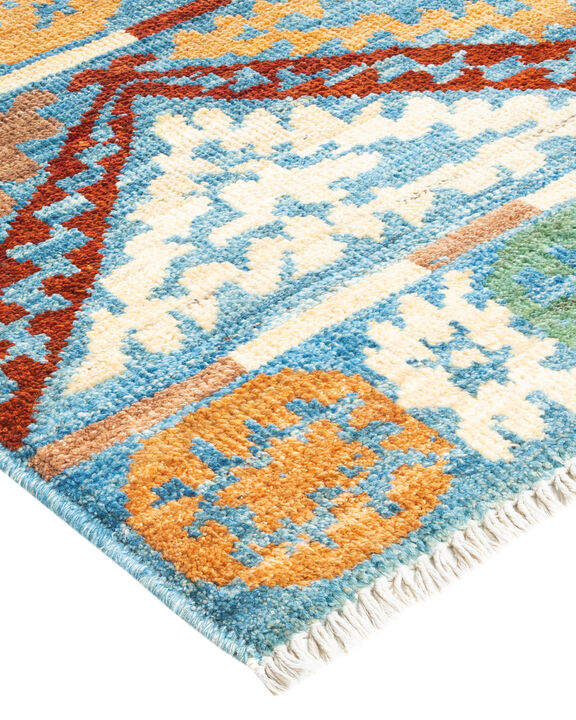 Modern, One-of-a-Kind Hand-Knotted Area Rug  - Light Blue, 6' 3" x 8' 9"