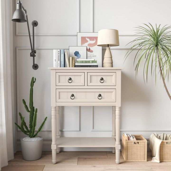Hivvago Narrow Entryway Console Table with 3 Storage Drawers and Open Bottom Shelf