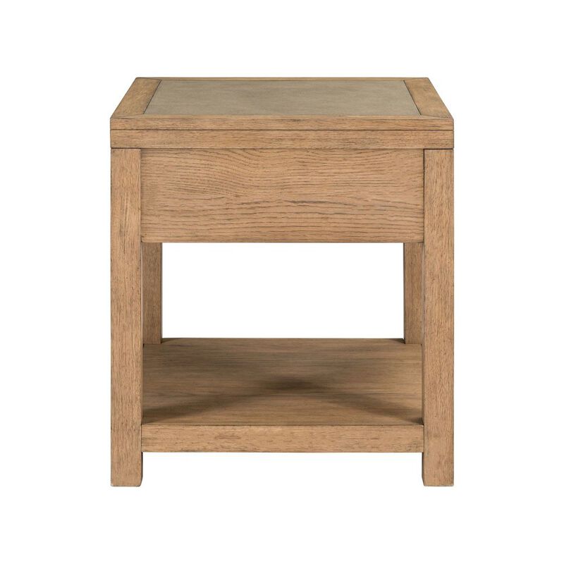 Liberty Furniture Living Room End Table  with Storage Drawer - Brown Oak Wood & Faux Concrete Top image number 4