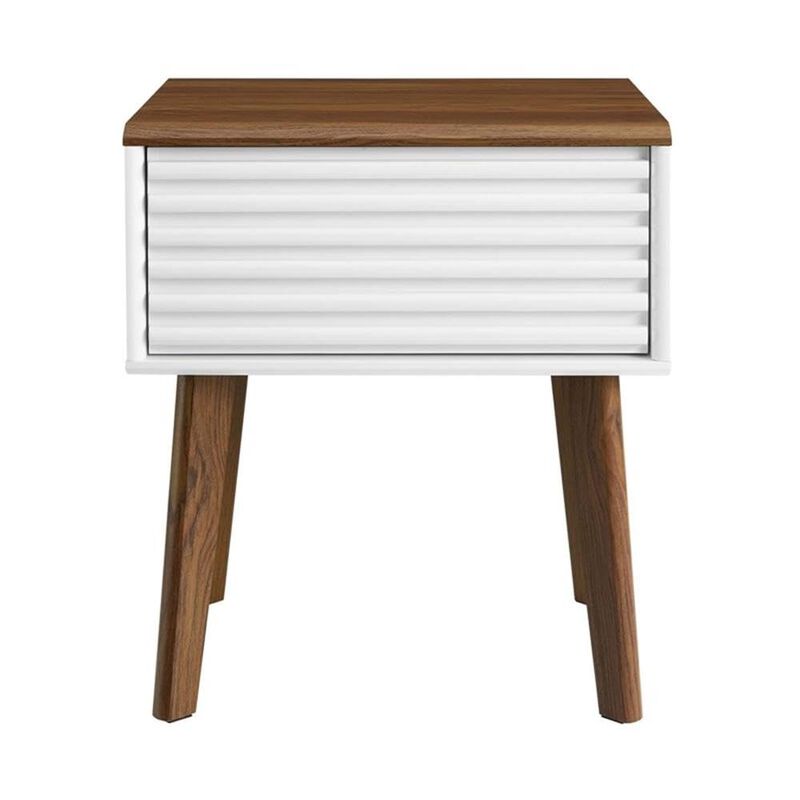 Modway Render Mid-Century Modern End Table or Nightstand in Walnut White, 15 x 19 x 21.5 image number 2