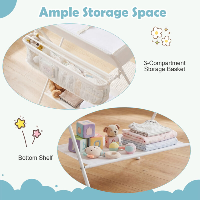 Baby Changing Table with Storage Shelves and Foldable Design image number 3