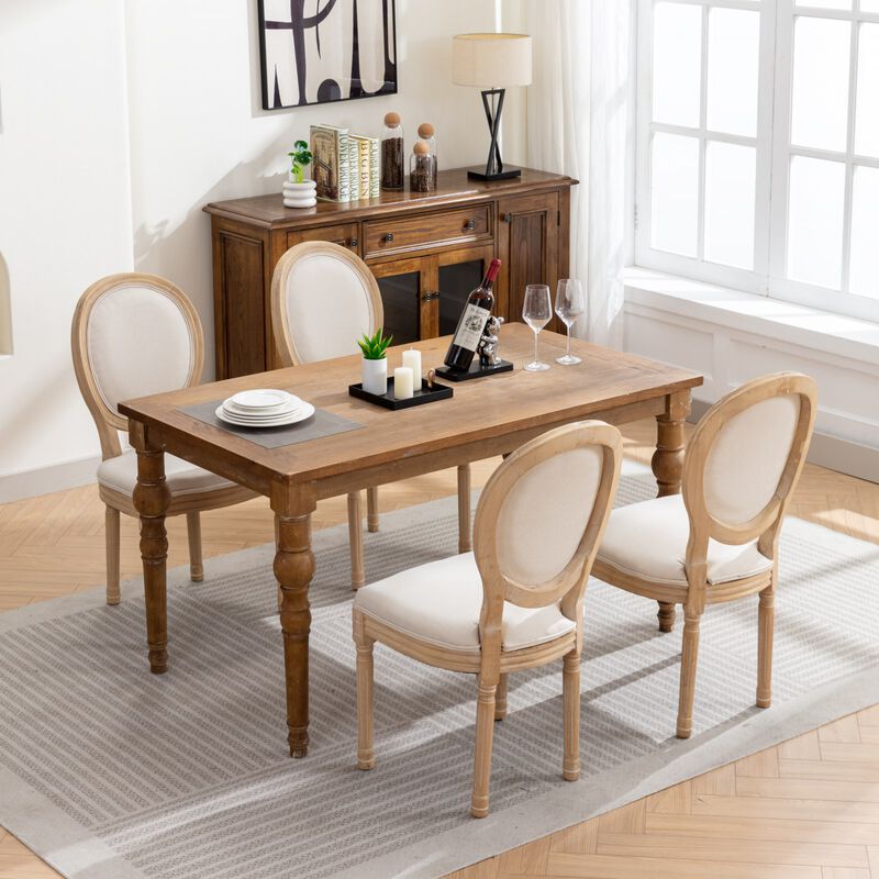 Whisen French Style Dining Chair, Solid Rubberwood Frame with Linen Upholstery, Armless Set of 2 for Living Room Kitchen image number 3