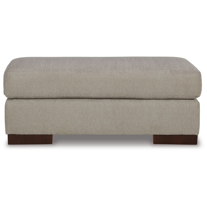 Magg 44 Inch Ottoman, Low Profile Block Feet, Gray Polyester Upholstery - Benzara