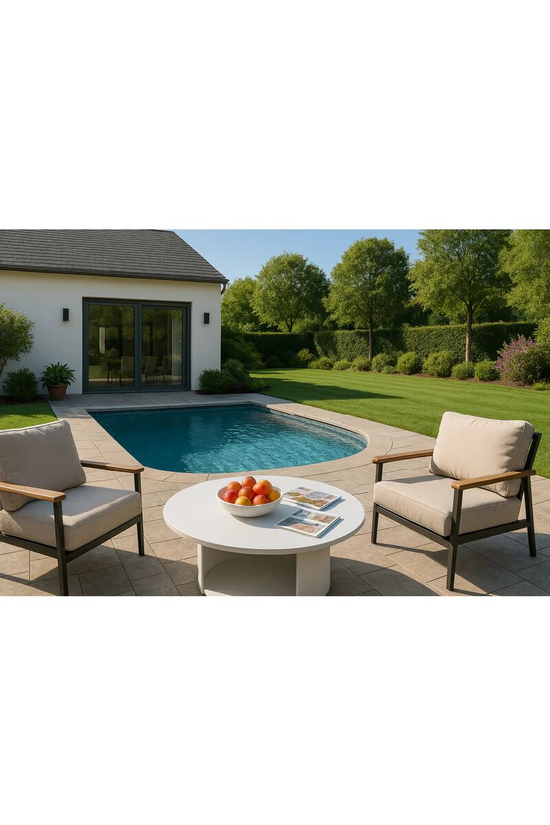 Round Outdoor White Coffee Table | OROA Modern Onza image number 6