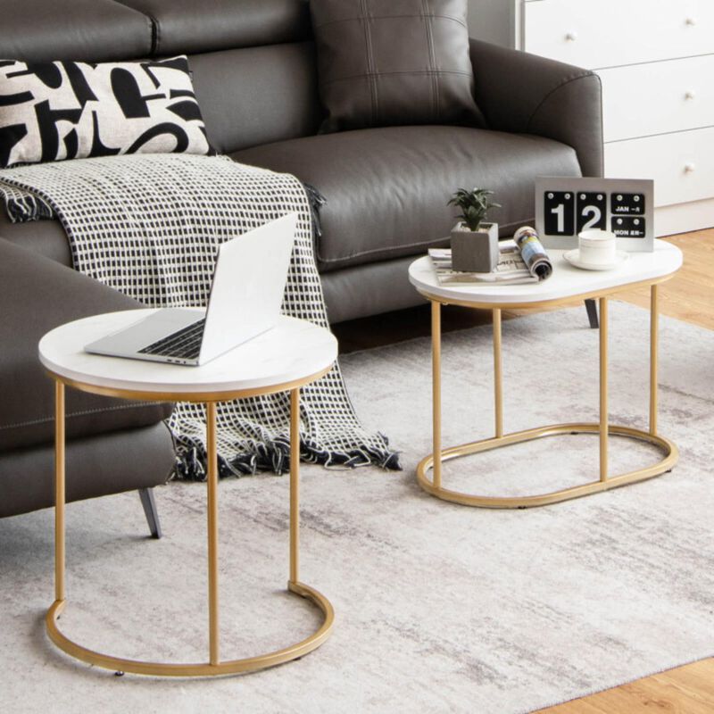 Hivvago Modern Nesting Coffee Table Set of 2-White