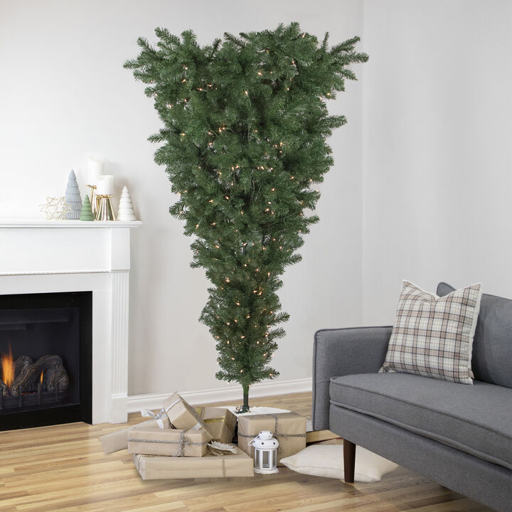 5.5' Pre-Lit Medium Upside Down Spruce Artificial Christmas Tree  Clear Lights