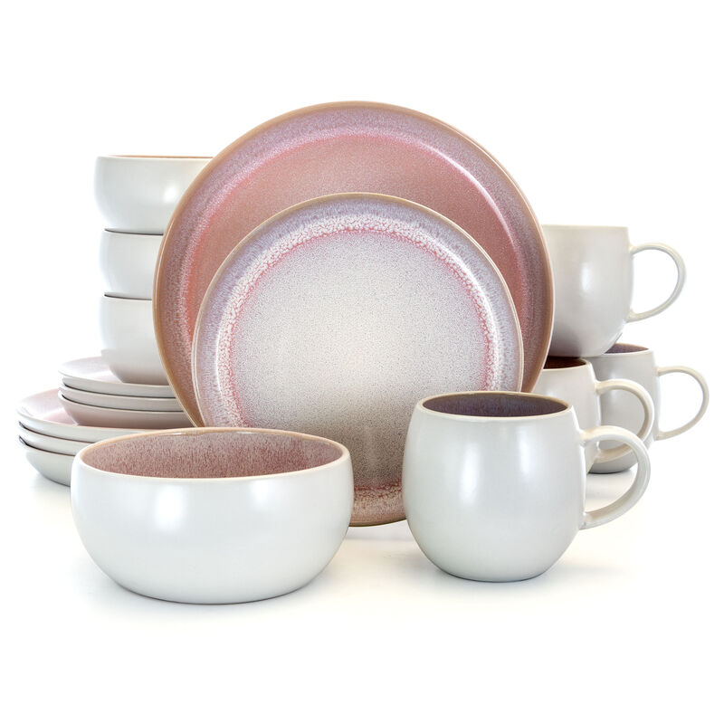 Elama Mocha Muave 16 Piece Luxurious Stoneware Dinnerware with Complete Setting for 4